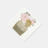 Mason Jar Flowers Rustic Floral Pink & Gold Chic Servetten (Hoek)