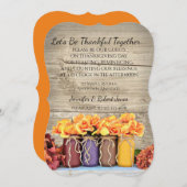Mason Jar Flowers Rustic Thanksgiving Invitation Kaart (Voorkant / Achterkant)