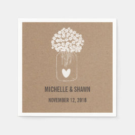 Mason Jar Flowers Schattige Heart Country Wedding Servetten