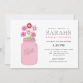 Mason Jar Flowers Vrijgezellenfeest Party Invite Kaart (Voorkant)