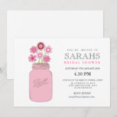 Mason Jar Flowers Vrijgezellenfeest Party Invite Kaart (Voorkant / Achterkant)