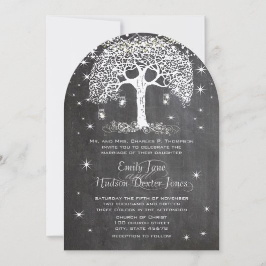 Mason Jar Forest Chalkboard-boom Kaart (Voorkant)