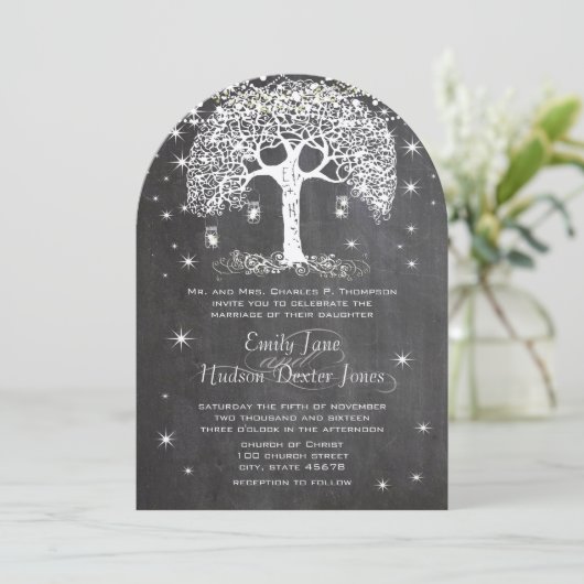 Mason Jar Forest Chalkboard-boom Kaart (Staand voorkant)