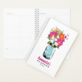 Mason Jar Fuchsia Roze Sinaasappel Gerber Daisies Planner (Display)