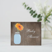 Mason Jar & Gerbera Daisy Rustic Baby shower Kaart (Staand voorkant)