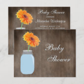 Mason Jar & Gerbera Daisy Rustic Baby shower Kaart (Voorkant / Achterkant)