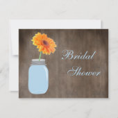 Mason Jar & Gerbera Daisy Rustic Vrijgezellenfeest Kaart (Voorkant)