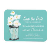 Mason Jar gevuld met witte madeliefjes Save the Da Magneet (Horizontaal)
