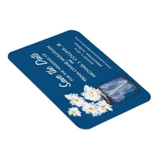 Mason Jar gevuld met witte madeliefjes Save the Da Magneet (Rechterzijde)