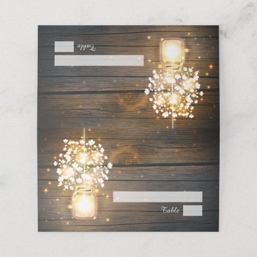 Mason Jar gloeiende Lichten bloemenplaatskaart Plaatskaartje (Buitenkant ongevouwen)