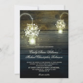 Mason Jar gloeiende Lichten bloemenrustieke bruilo Kaart (Voorkant)