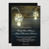 Mason Jar gloeiende Lichten bloemenrustieke bruilo Kaart (Voorkant / Achterkant)