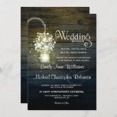 Mason Jar gloeiende Lichten bloemenrustieke bruilo Kaart (Voorkant / Achterkant)