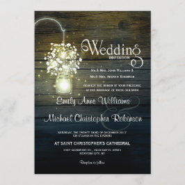 Mason Jar gloeiende Lichten bloemenrustieke bruilo Kaart