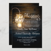 Mason Jar gloeiende Lichten bloemenrustieke bruilo Kaart (Voorkant / Achterkant)