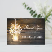 Mason Jar gloeiende Lichten floraal Bedankkaart (Staand voorkant)