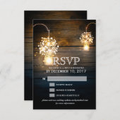 Mason Jar gloeiende Lights floral RSVP kaart (Voorkant / Achterkant)