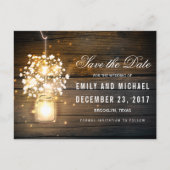 Mason Jar glowing Lights floral save the date Aankondigingskaart (Voorkant)