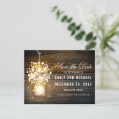 Mason Jar glowing Lights floral save the date Aankondigingskaart (Staand voorkant)