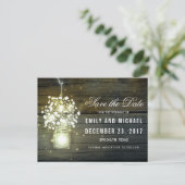 Mason Jar glowing Lights floral save the date Aankondigingskaart (Staand voorkant)