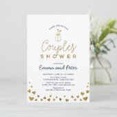 Mason Jar, Gold & Navy Couples Wedding Shower Kaart (Staand voorkant)