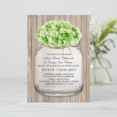 Mason jar green hydrangea bruiloft nodigt hyd4 uit kaart (Staand voorkant)