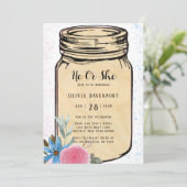 Mason Jar He or she Gender onthulling Baby shower  Kaart (Staand voorkant)