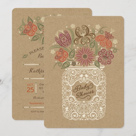 Mason Jar Herfst Baby shower Uitnodiging (Voorkant / Achterkant)