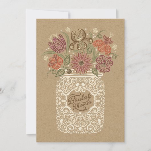 Mason Jar Herfst Bridal Shower Kaart (Voorkant)