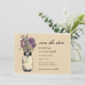 Mason Jar & Herfst Wilde Bloemen Bewaar de Datum Save The Date (Staand voorkant)