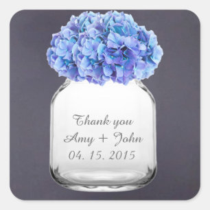 Mason jar hortensia bruiloft gunsten hortensia7 vierkante sticker