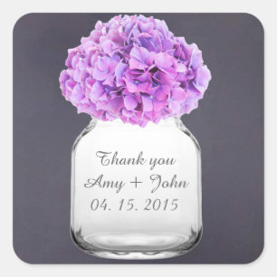 Mason jar hortensia bruiloft gunsten hortensia8 vierkante sticker