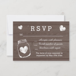 Mason-jar-houtkorrel RSVP-trouwkaarten RSVP Kaartje