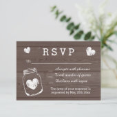 Mason-jar-houtkorrel RSVP-trouwkaarten RSVP Kaartje (Staand voorkant)