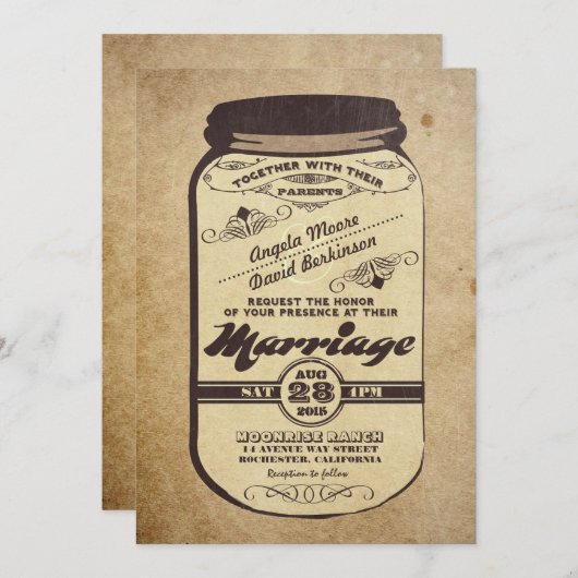  Mason Jar huwelijksuitnodigingen Kaart (Voorkant / Achterkant)