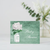 Mason Jar & Hydrangea Rustic Mint Baby shower Kaart (Staand voorkant)