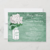Mason Jar & Hydrangea Rustic Mint Baby shower Kaart (Achterkant)
