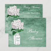 Mason Jar & Hydrangea Rustic Mint Baby shower Kaart (Voorkant / Achterkant)