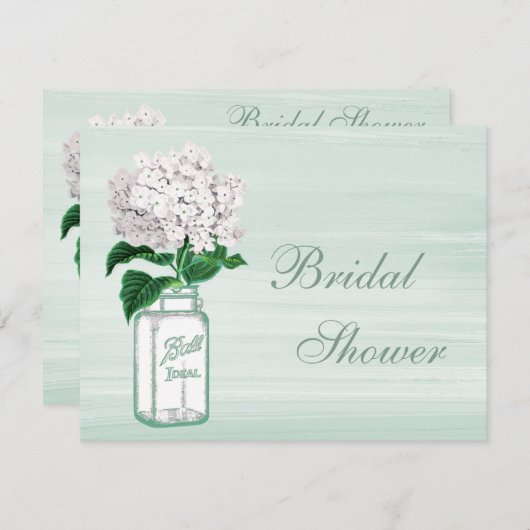 Mason Jar & Hydrangea Rustic Mint Vrijgezellenfees Kaart (Voorkant / Achterkant)