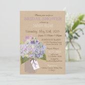 Mason Jar Hydrangea Rustic Vrijgezellenfeest Kaart (Staand voorkant)