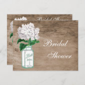 Mason Jar & Hydrangea Rustic Wood Vrijgezellenfees Kaart (Voorkant / Achterkant)