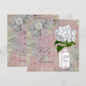 Mason Jar Hydrangea Shabby Chic Baby shower Kaart (Voorkant / Achterkant)