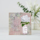 Mason Jar Hydrangea Shabby Chic Baby shower Kaart (Staand voorkant)
