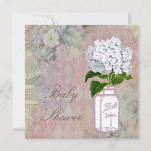 Mason Jar Hydrangea Shabby Chic Baby shower Kaart (Voorkant)