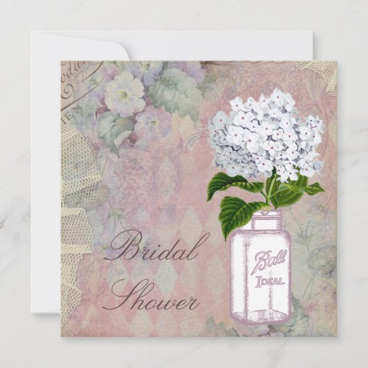 Mason Jar Hydrangea Shabby Chic Vrijgezellenfeest Kaart (Voorkant)