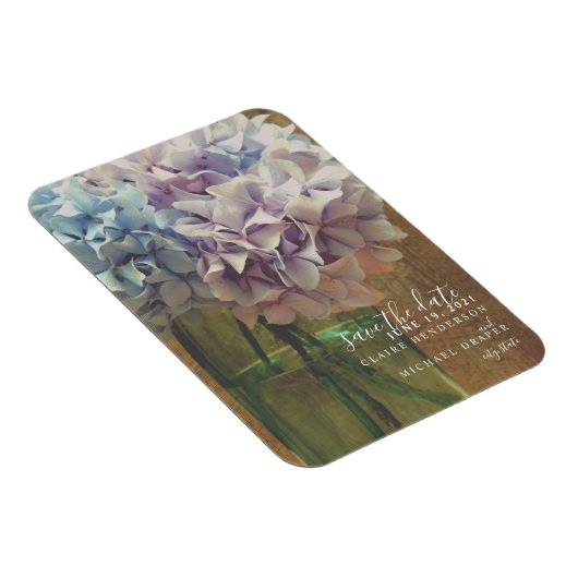 Mason Jar Hydrangeas Bruiloft Bewaar de datum Magneet (Rechterzijde)