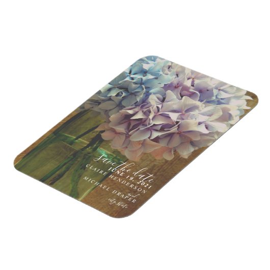 Mason Jar Hydrangeas Bruiloft Bewaar de datum Magneet (Linkerzijde)