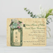 Mason Jar Hydrangeas Succulent Bruiloft Uitnodigen Kaart (Staand voorkant)