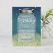 Mason Jar in Night  Kijk Birthday Party Kaart (Staand voorkant)