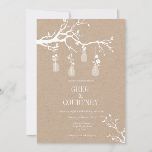 Mason Jar Invitation Kraft Kaart (Voorkant)